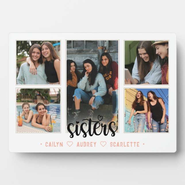 Sisters Foto Collage mit 5 Fotos und benutzerdefin Fotoplatte (Vorderseite)