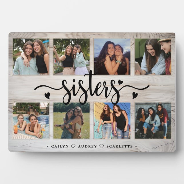 Sisters Foto Collage mit 8 Fotos und benutzerdefin Fotoplatte (Vorderseite)