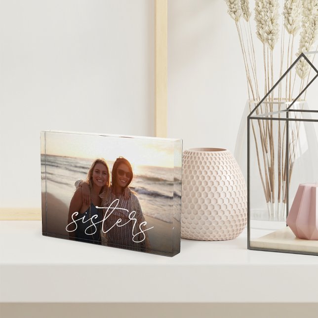 Sisters Handgeschriebene Skriptüberlagerung Fotoblock (Von Creator hochgeladen)