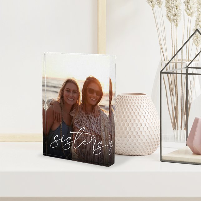 Sisters Handgeschriebene Skriptüberlagerung Fotoblock (Von Creator hochgeladen)