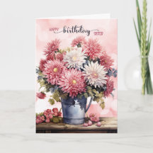 Sister's November Birthday Pink Chrysanthemums
