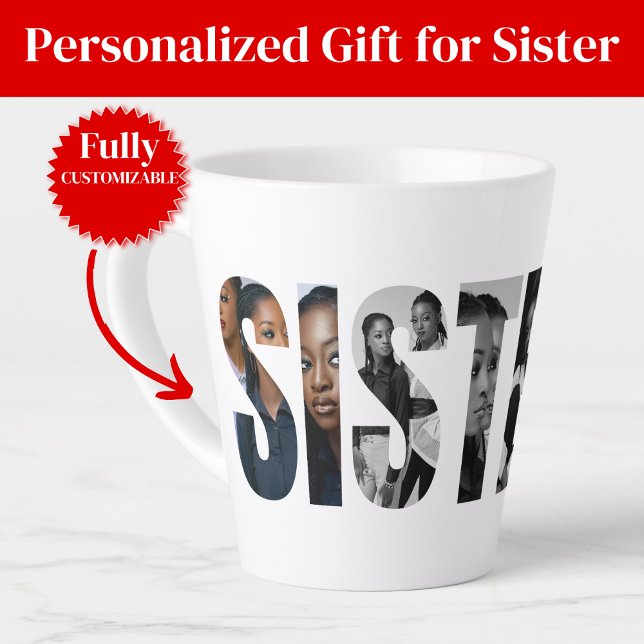 Sisters Photo Collage Latte Mug Gift Milchtasse (Sisters Photo Collage Latte Mug Gift)