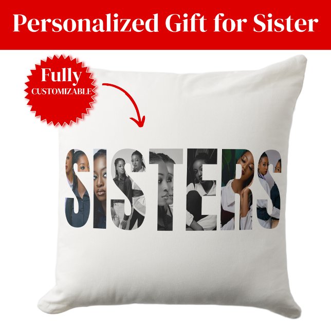 Sisters Photo Collage Throw Pillows Gift Kissen (Sisters Photo Collage Pillow Gift)