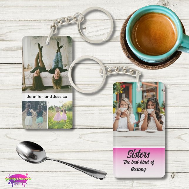 Sisters Photo Collage with Names, Best Therapy Schlüsselanhänger (Von Creator hochgeladen)