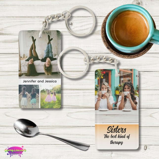 Sisters Photo Collage with Names, Best Therapy Schlüsselanhänger (Von Creator hochgeladen)