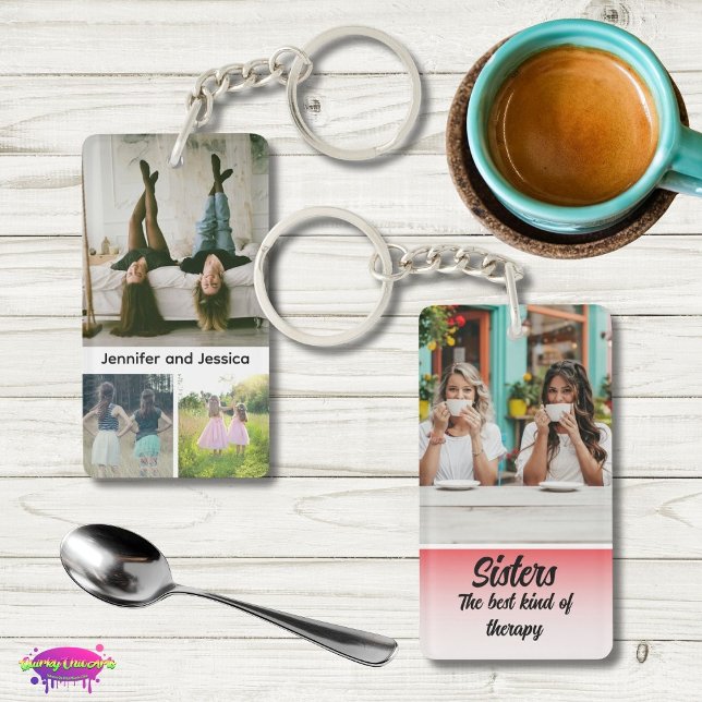 Sisters Photo Collage with Names, Best Therapy Schlüsselanhänger (Von Creator hochgeladen)
