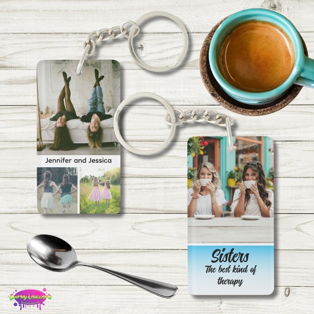Sisters Photo Collage with Names, Best Therapy Schlüsselanhänger (Von Creator hochgeladen)