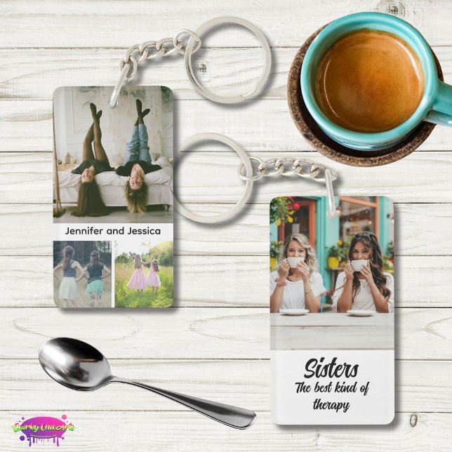 Sisters Photo Collage with Names, Best Therapy Schlüsselanhänger (Von Creator hochgeladen)