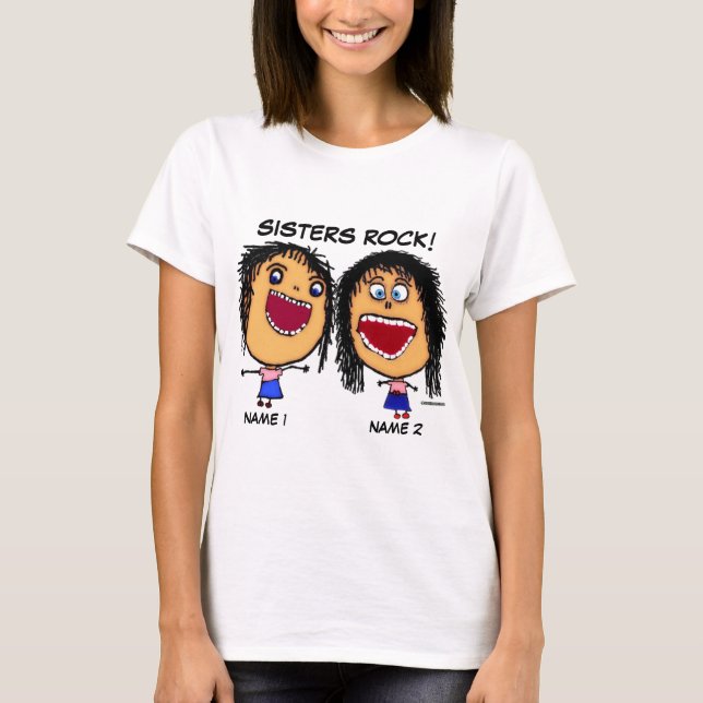 Sisters Rock Cartoon T-Shirt (Vorderseite)