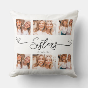 Sisters Script Foto Collage Geschenk für Schwester Kissen