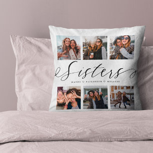 Sisters Script   Geschenk für Schwestern FotoColla Kissen