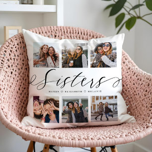 Sisters Script   Geschenk für Schwestern FotoColla Kissen