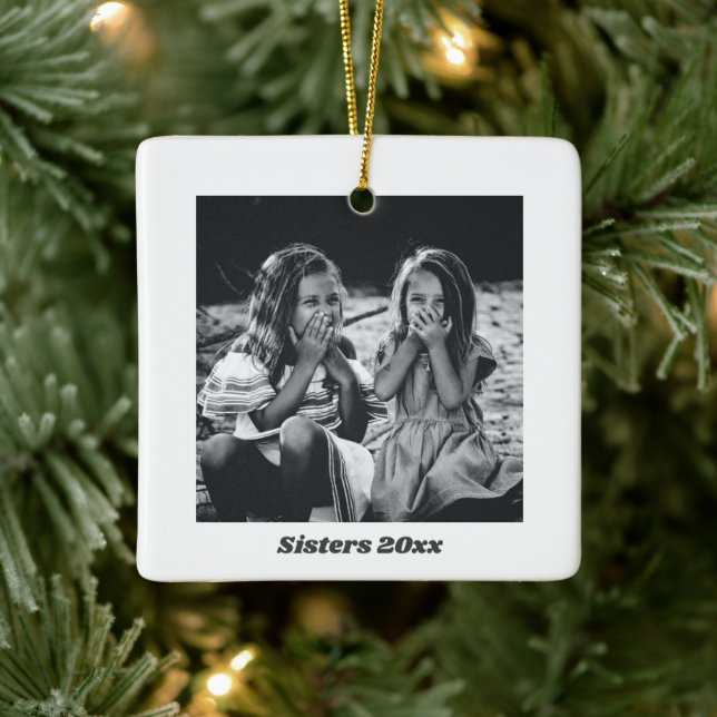 Sisters Simple Modern Minimalistisches Foto Weihna Keramikornament (Baum)