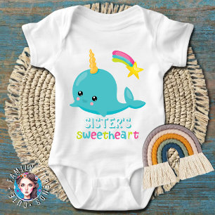 Sister's Sweetheart Kawaii Narwhal Baby Strampler