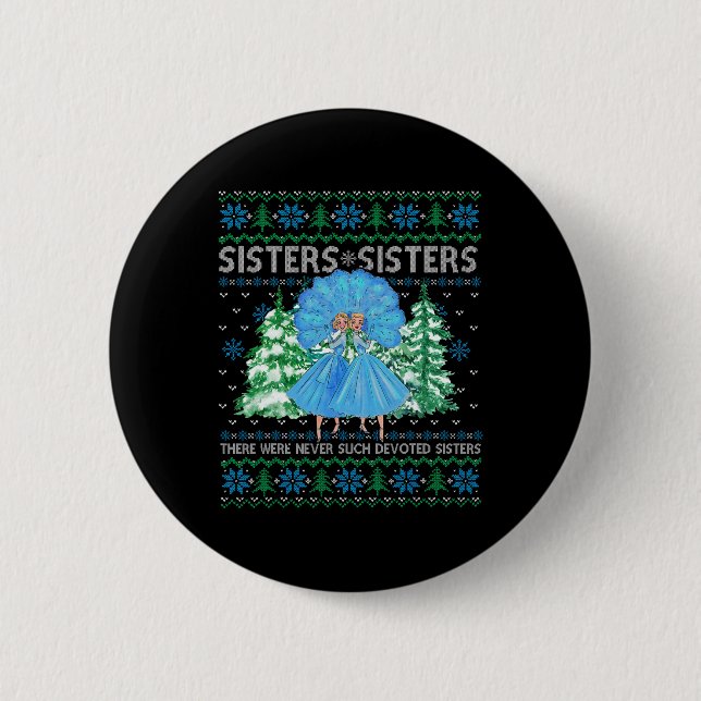 Sisters White Christmas Movie 1954 Xmas Snow Pajam Button (Vorderseite)
