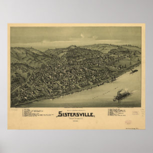 Sistersville WV das Augen-Ansicht-panoramische Poster