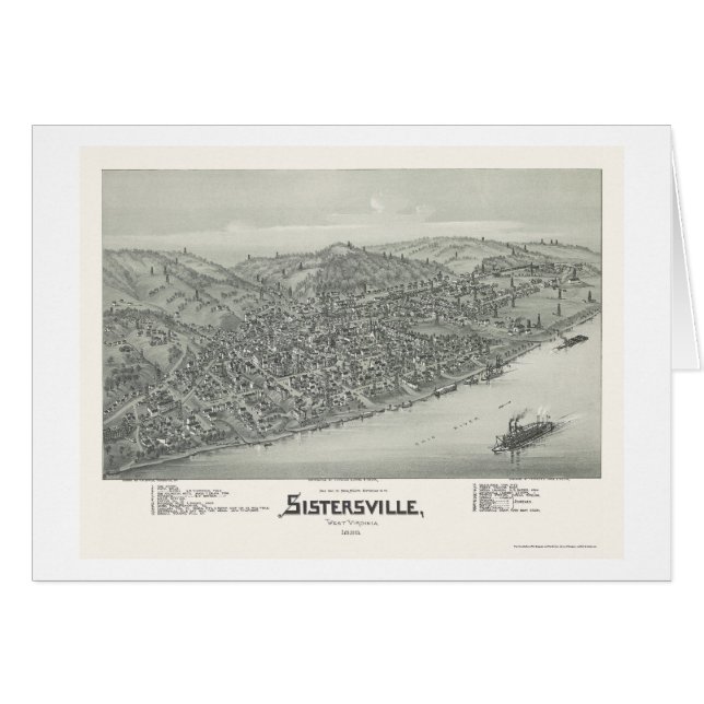 Sistersville, WV panoramische Karte - 1896 (Vorderseite (Horizontal))