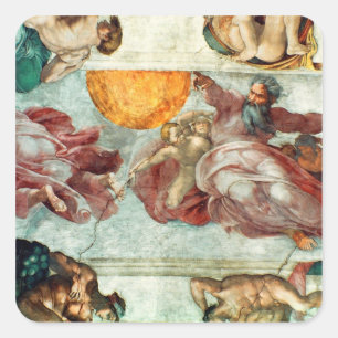 Sistine Kapellen-Decke 3 Quadratischer Aufkleber