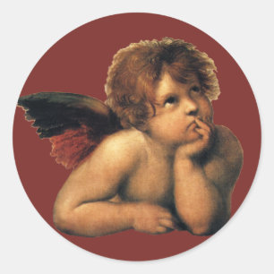 Sistine Madonna, Angels Detail: Raphael Sanzio Runder Aufkleber