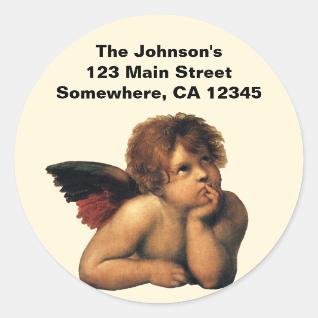 Sistine Madonna, Angels Detail: Raphael Sanzio Runder Aufkleber (Vorderseite)
