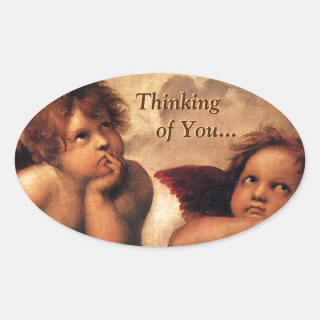 Sistine Madonna Denken Sie an Sie... Ovaler Aufkleber (Vorderseite)