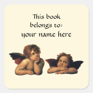 Sistine Madonna Engel von Raphael Exlibris Quadratischer Aufkleber