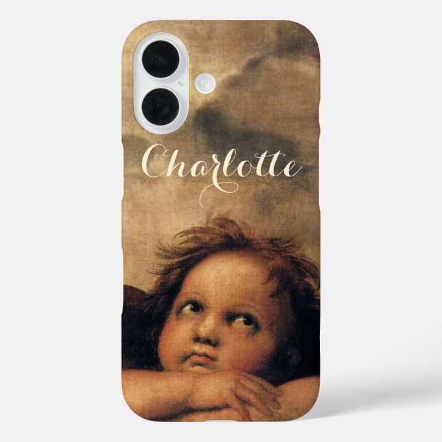 Sistinische Madonna Engel von Raphael Sanzio iPhone 16 Hülle (Rückseite)