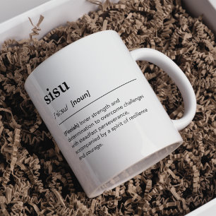 Sisu-Definition Finnische Word Typografie Kaffeetasse
