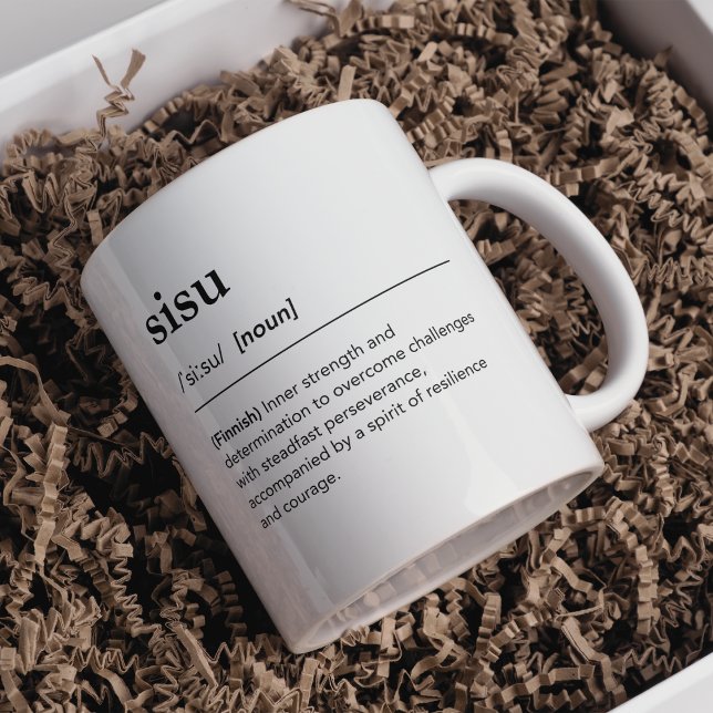 Sisu-Definition Finnische Word Typografie Kaffeetasse (Von Creator hochgeladen)