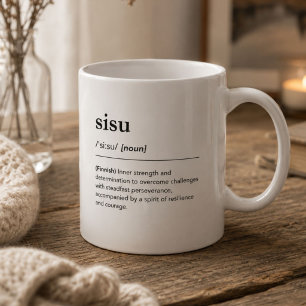 Sisu Definition Finnisches Wort Typografie Kaffeetasse