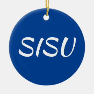 SISU-Ornament (Runde)Blau; Finnisches Ornament) Keramik Ornament