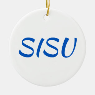 SISU-Ornament (Runde)Weiß; Finnisches Ornament) Keramik Ornament