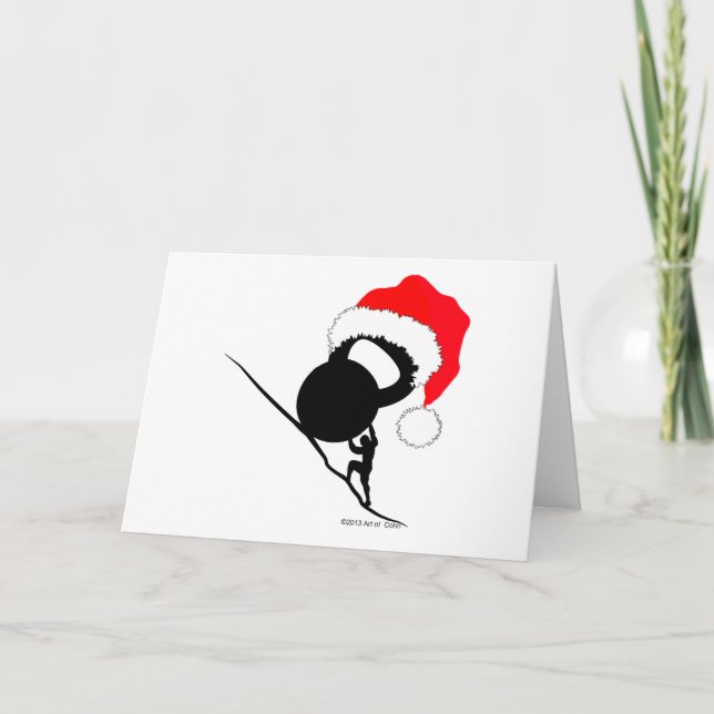 Sisyphus Kettlebell Frohe Weihnachten Dankeskarte (Vorderseite)