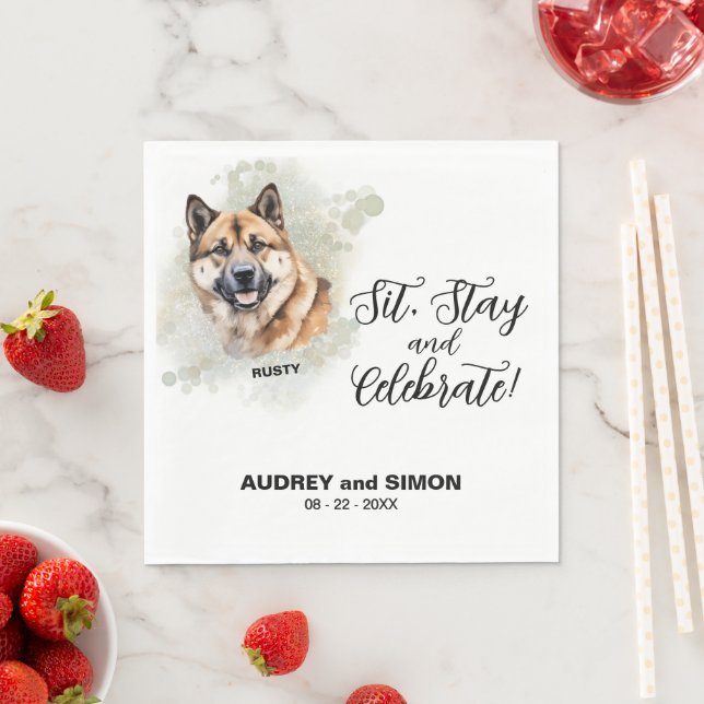 Sit, Bleibe & Celebrate Akita Wedding Serviette (Beispiel)