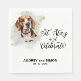 Sit, Bleibe & Celebrate Beagle Hochzeit Serviette
