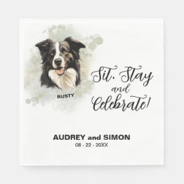 Sit, Bleibe & Celebrate Border Collie Wedding Serviette