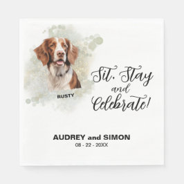 Sit, Bleibe & Celebrate Brittany Spaniel Wedding Serviette