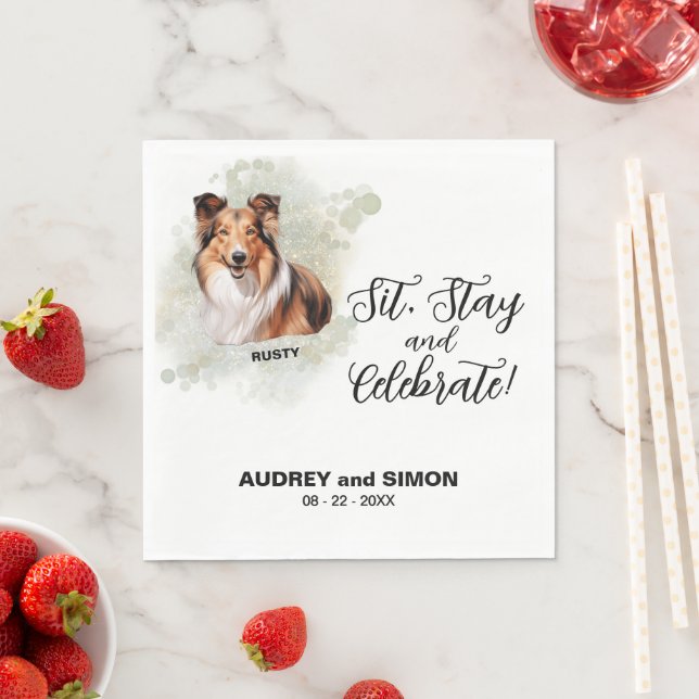 Sit, Bleibe & Celebrate Shetland Sheepdog Serviette (Beispiel)