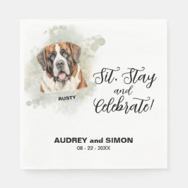 Sit, Bleibe & Celebrate St. Bernard Wedding Serviette