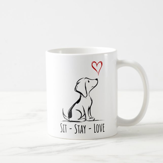 Sit-Bleibe-Liebe-Beagle Kaffeetasse (Rechts)