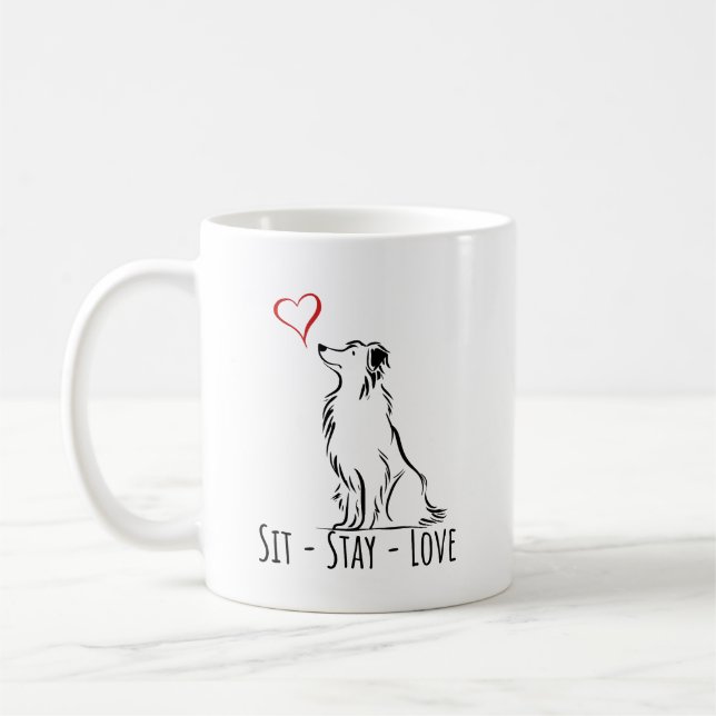 Sit-Bleibe-Liebe-Border-Collie Kaffeetasse (Links)