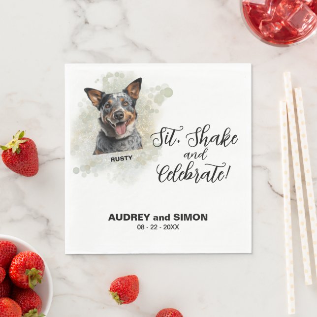 Sit, Shake & Celebrate, Australischer Rinderhund Serviette (Beispiel)