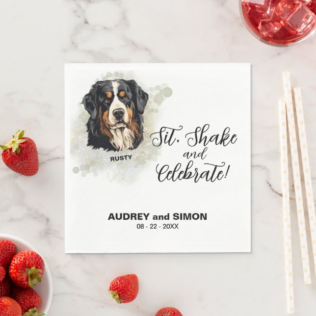 Sit, Shake & Celebrate Berner Hund Serviette (Beispiel)