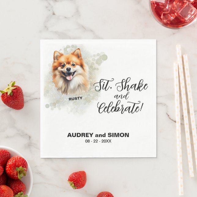 Sit, Shake & Celebrate Spitz Wedding Serviette (Beispiel)