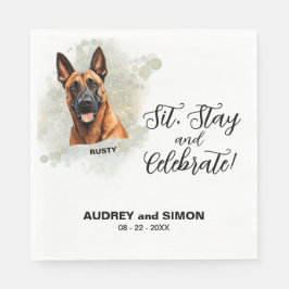 Sit, Stay & Celebrate Belgian Malinois Wedding Serviette
