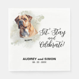 Sit, Stay & Celebrate Bulldog Wedding Serviette