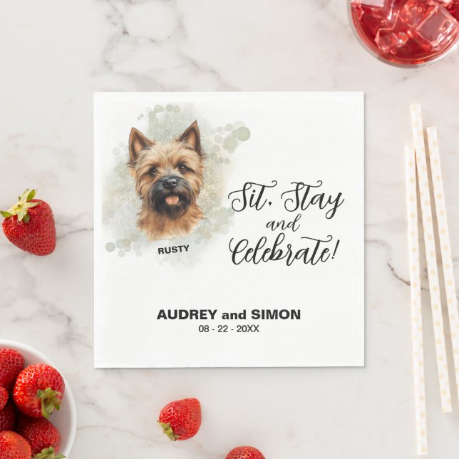 Sit, Stay & Celebrate Cairn Terrier Wedding Serviette (Beispiel)