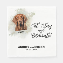 Sit, Stay & Celebrate Irish Setter Wedding Drink Serviette