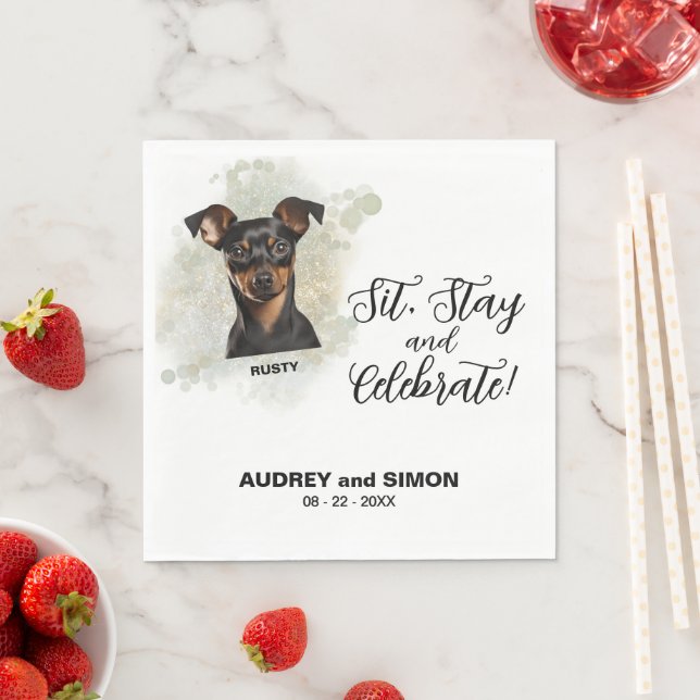 Sit, Stay & Celebrate Miniature Pinscher Wedding Serviette (Beispiel)