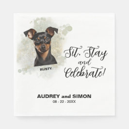 Sit, Stay & Celebrate Miniature Pinscher Wedding Serviette